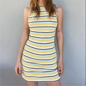 NWT Zara Rustic Stripe Halter Mini‎ Dress